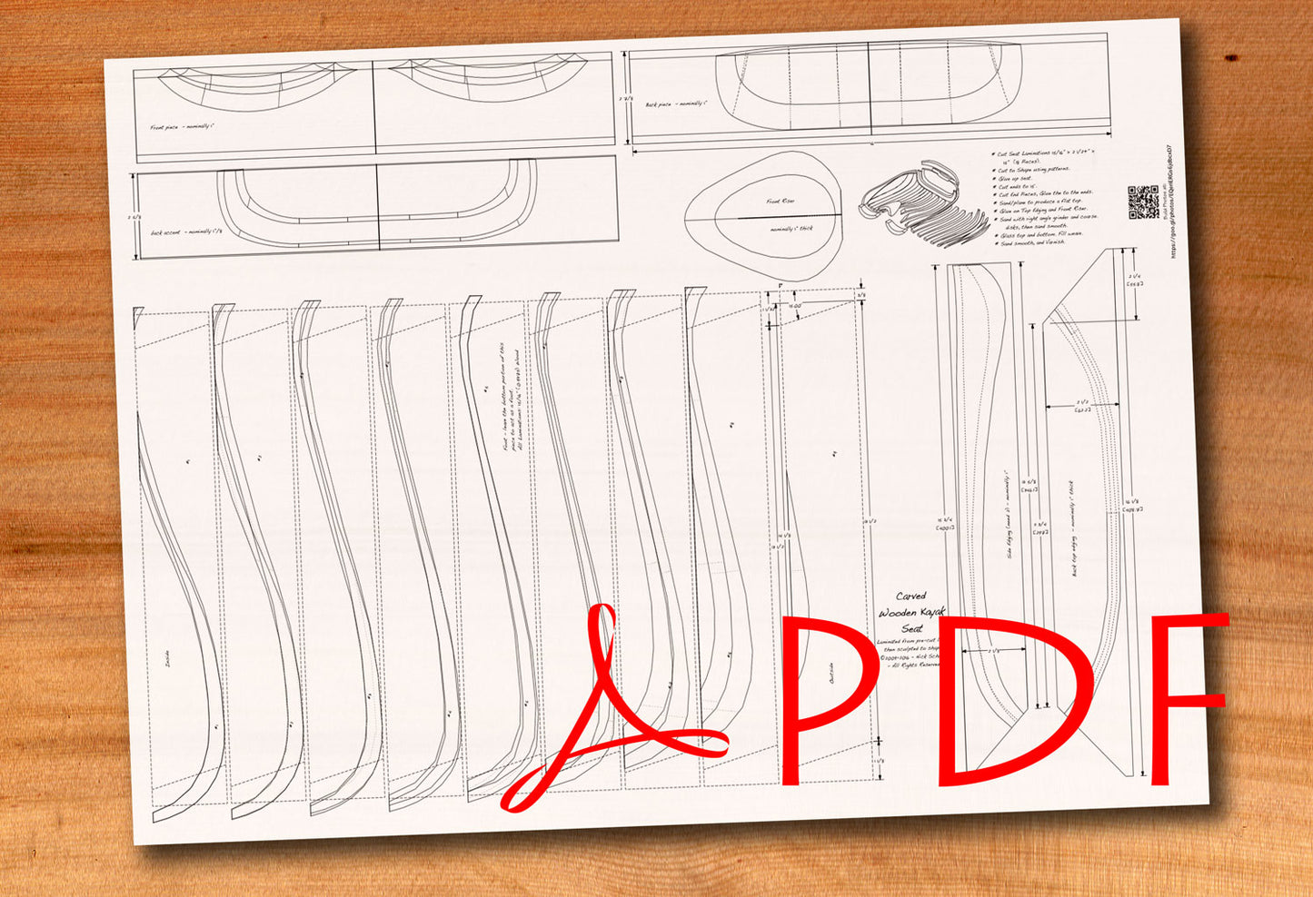 Wood Kayak Seat Plans - PDF Plans